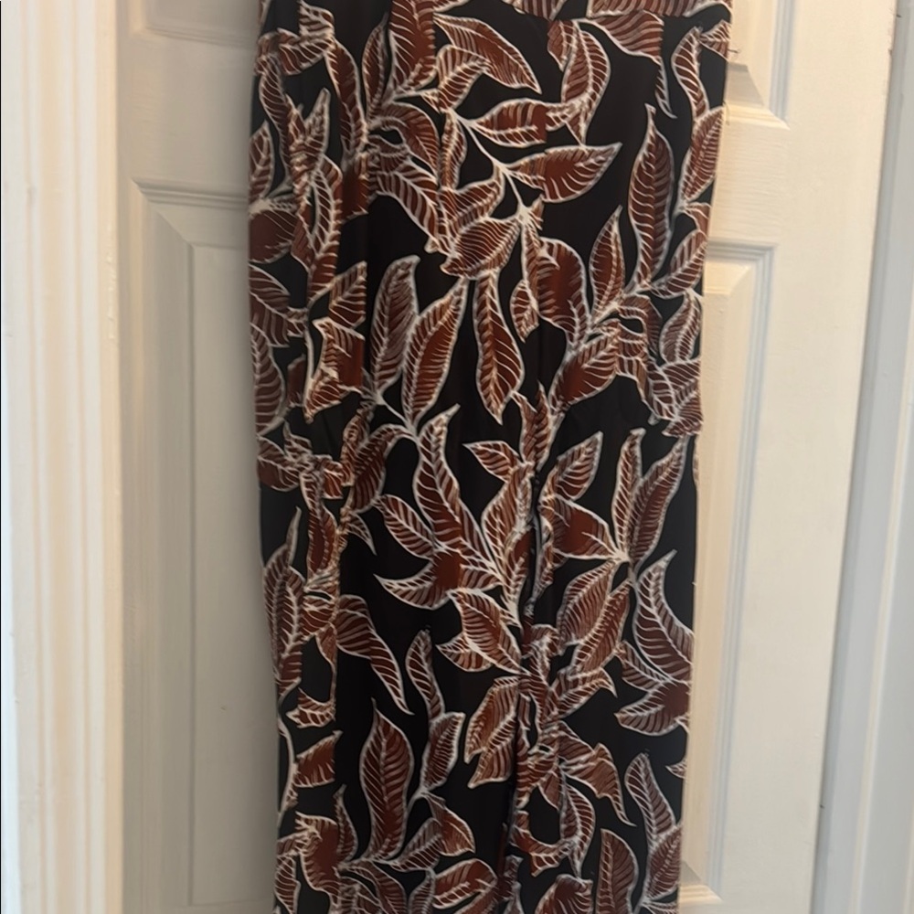 Leaf Print Black and Brown wide leg crop pants apt 9 med
